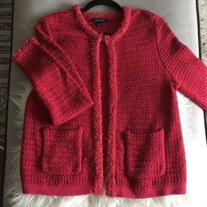 Ann Taylor Pink Twead Sweater Jacket M
